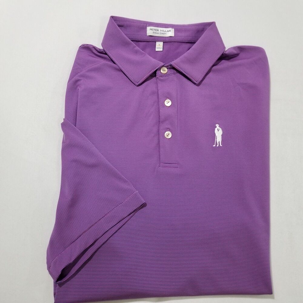 Peter Millar Polo Shirt Large Jubilee Performance Summer Comfort Striped Havana